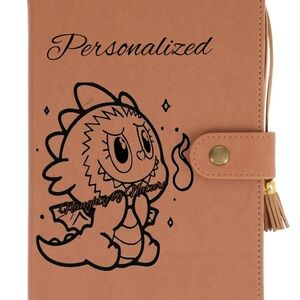 Personalized Tan Journal with Labubu Dragon Design